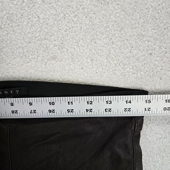 Theory Leggings Womens 8 IMA Maximus Lamb Leather Pants Purple Elastic Waist - Picture 9 of 11